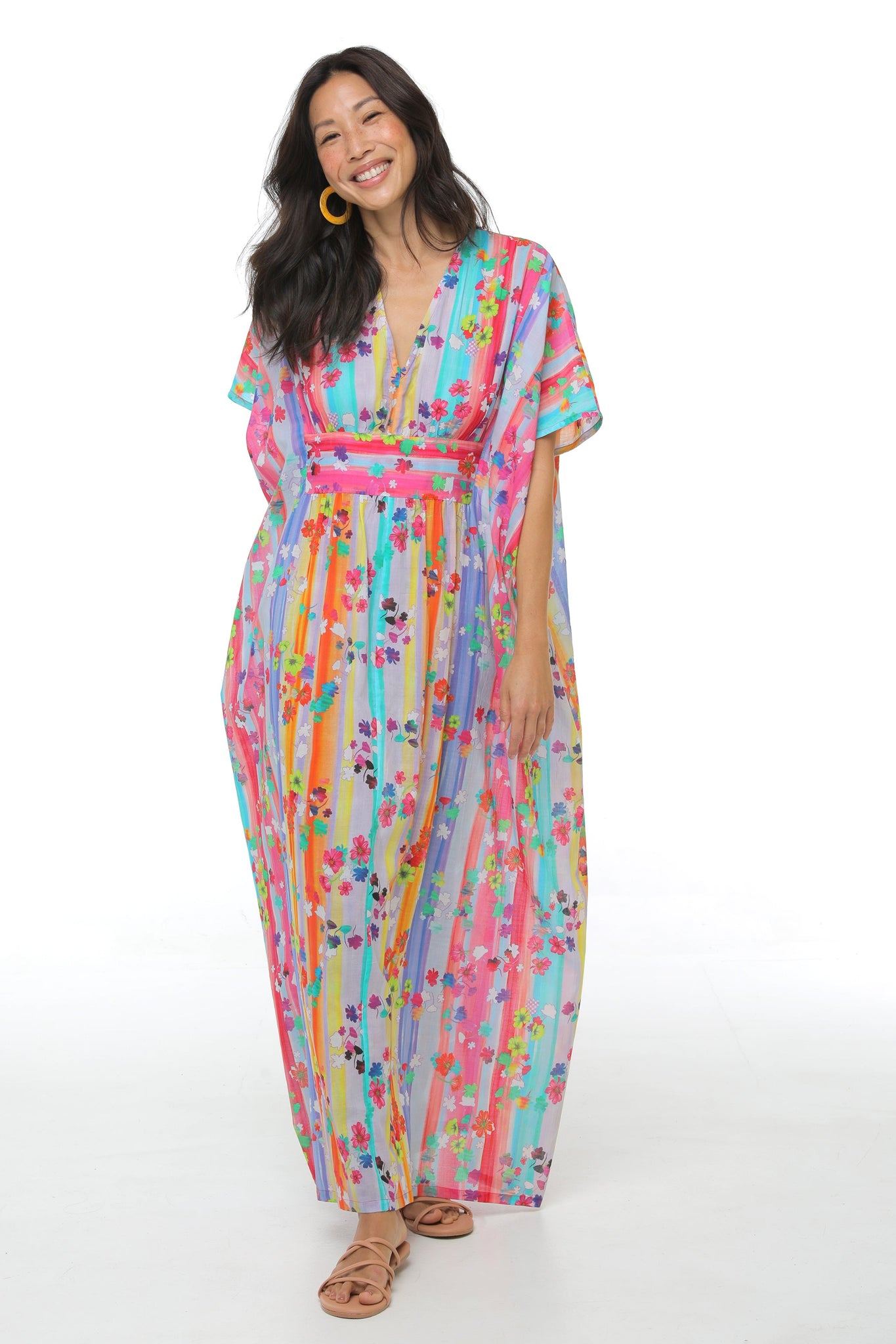 PAINTED FLORAL MAXI CAFTAN