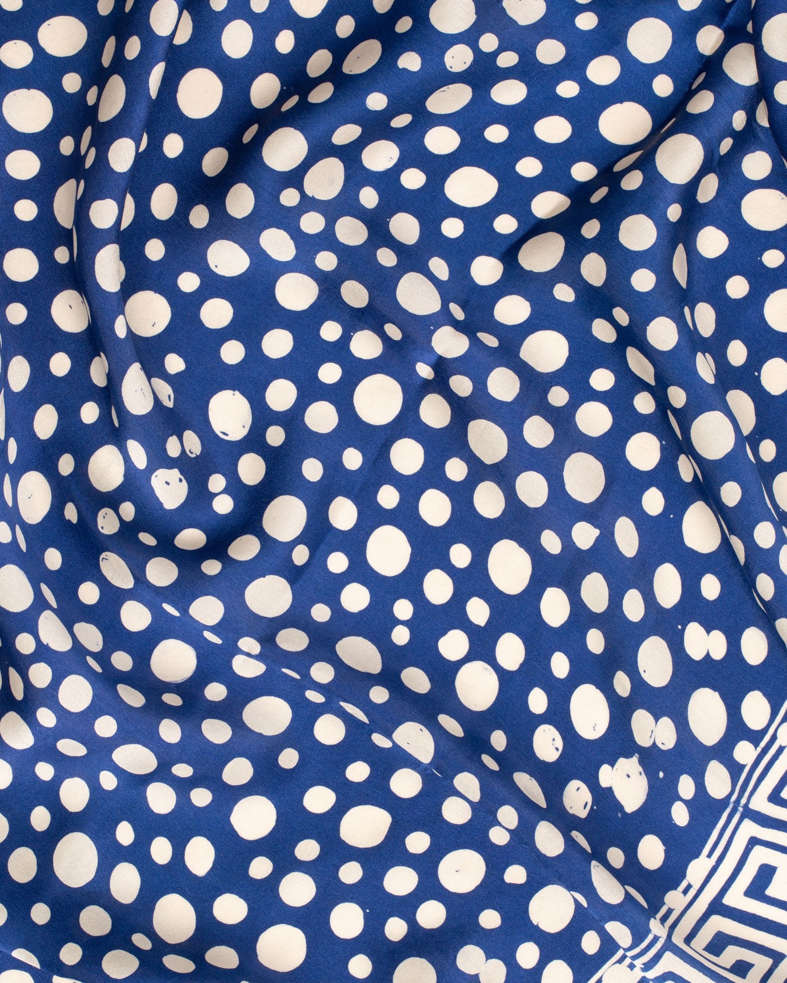 Geometric print blue silk sarong and scarf