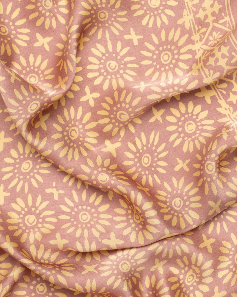 Soft grey pink geometric print silk sarong and scarf